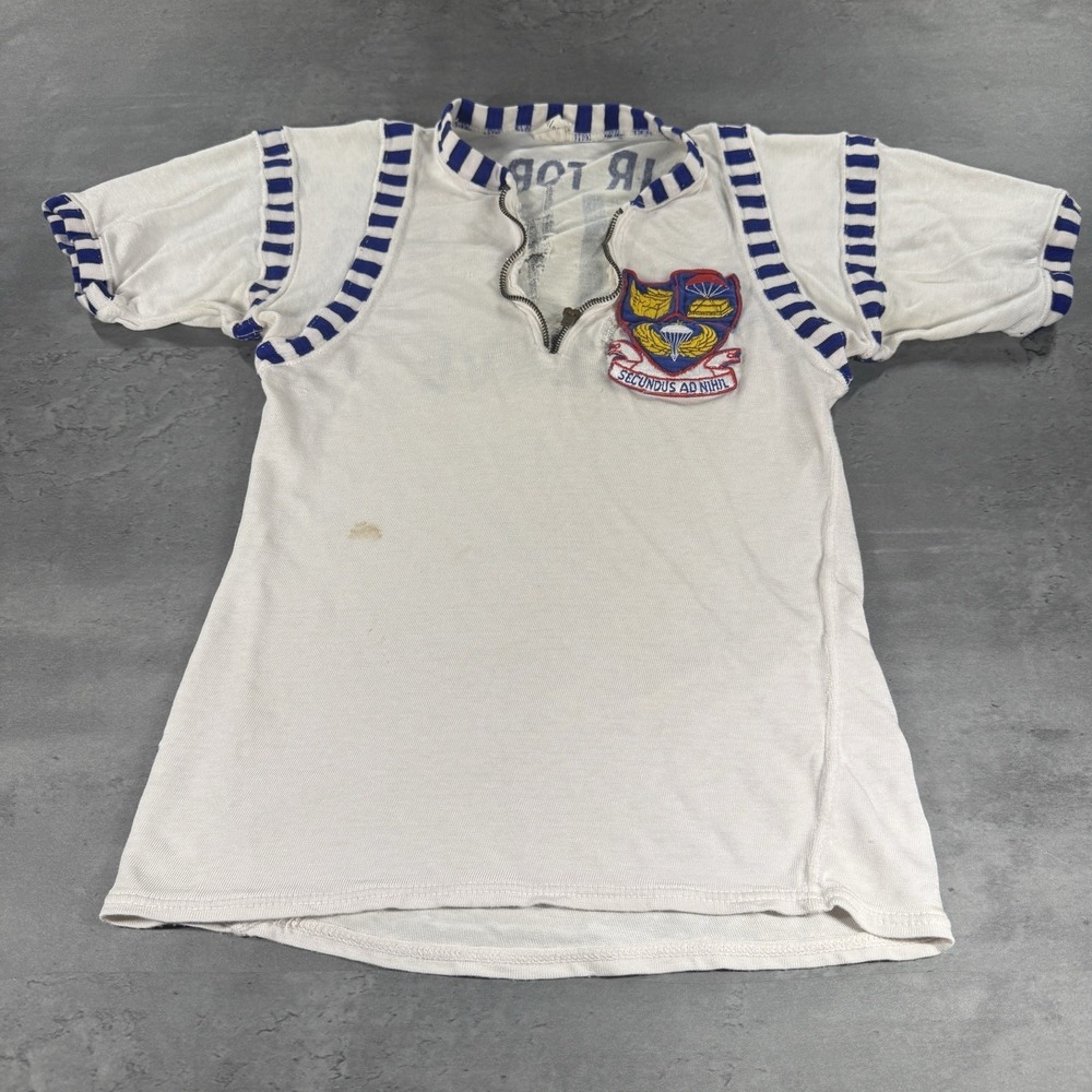 Vintage 50s WW2 Air Force Jersey Shirt Gripper Zipper Thrashed Paper Thin GRAIL‎